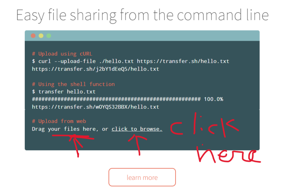 How to Upload File or Files on Transfer.sh