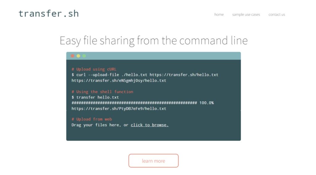 Transfer.sh Easy File Sharing Service and Free Cloud Storage Share Files Online