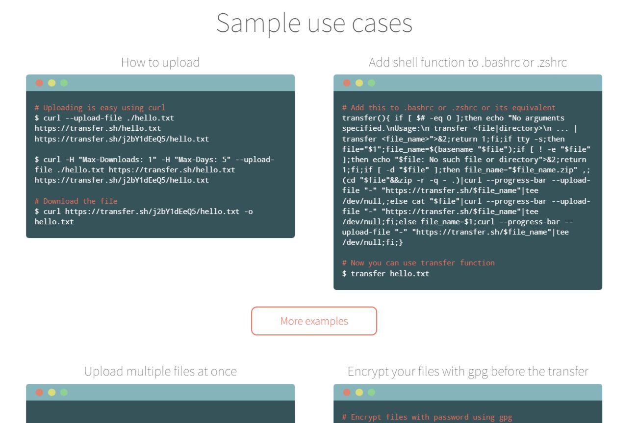 Transfer.sh Sample use cases